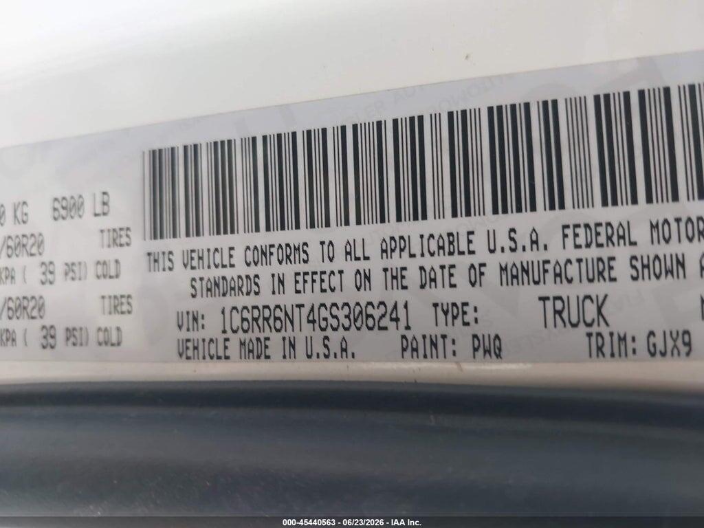 1C6RR6NT4GS306241 2016 RAM 1500 photo no. 9