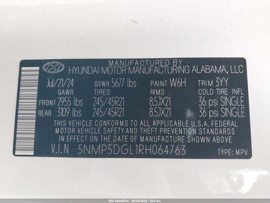 5NMP5DGL1RH064763 2024 HYUNDAI SANTA FE photo no. 9