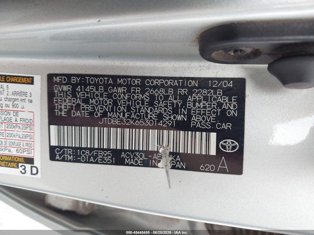 JTDBE32K653014291 2005 TOYOTA CAMRY photo no. 9