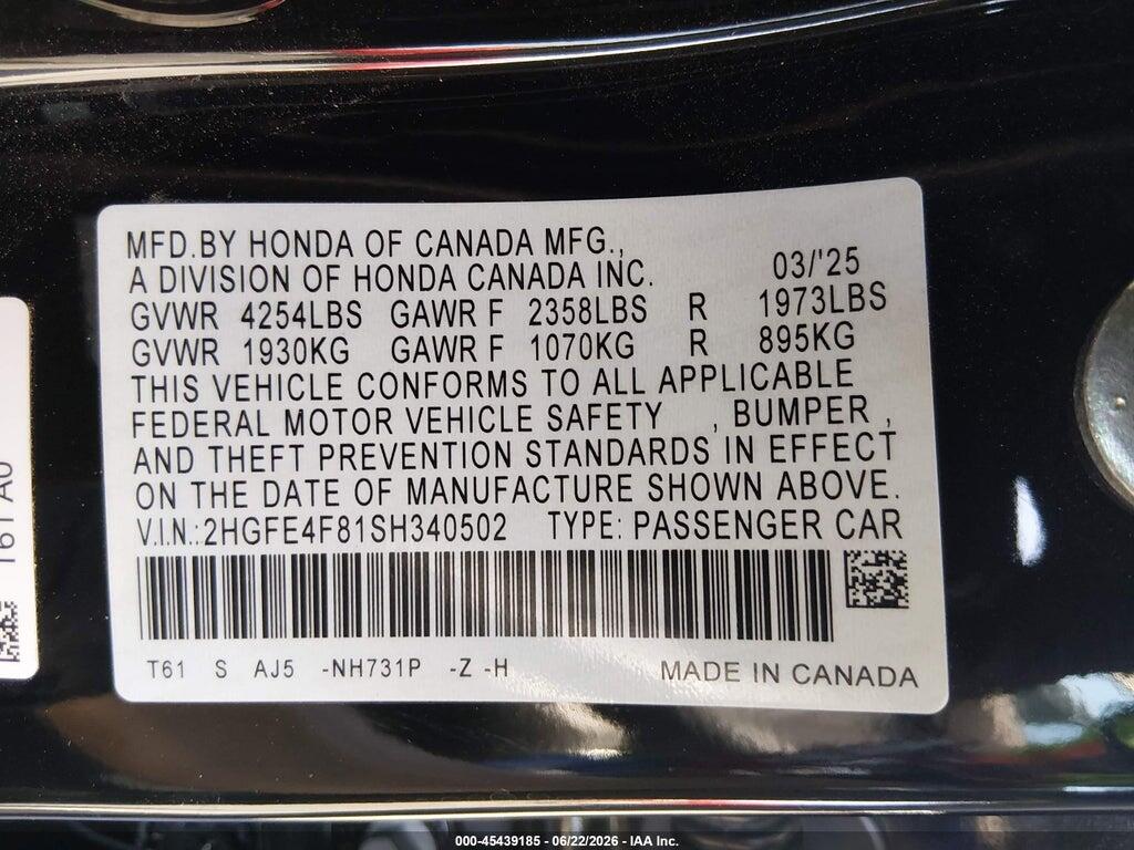 2HGFE4F81SH340502 2025 HONDA CIVIC HYBRID photo no. 9