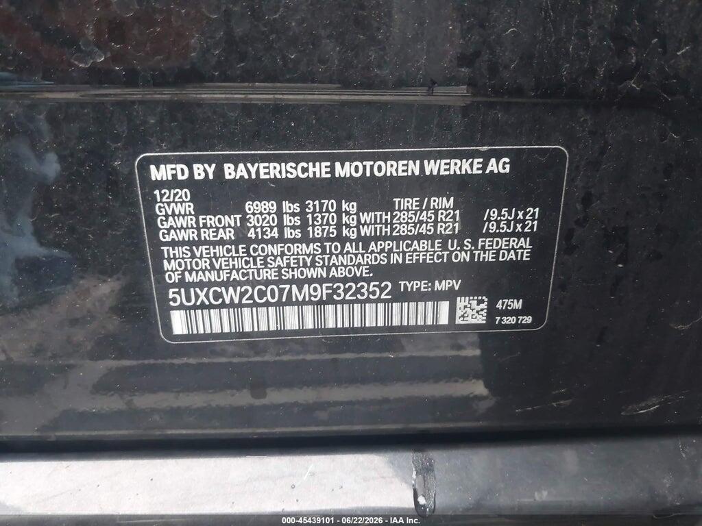 5UXCW2C07M9F32352 2021 BMW X7 photo no. 9