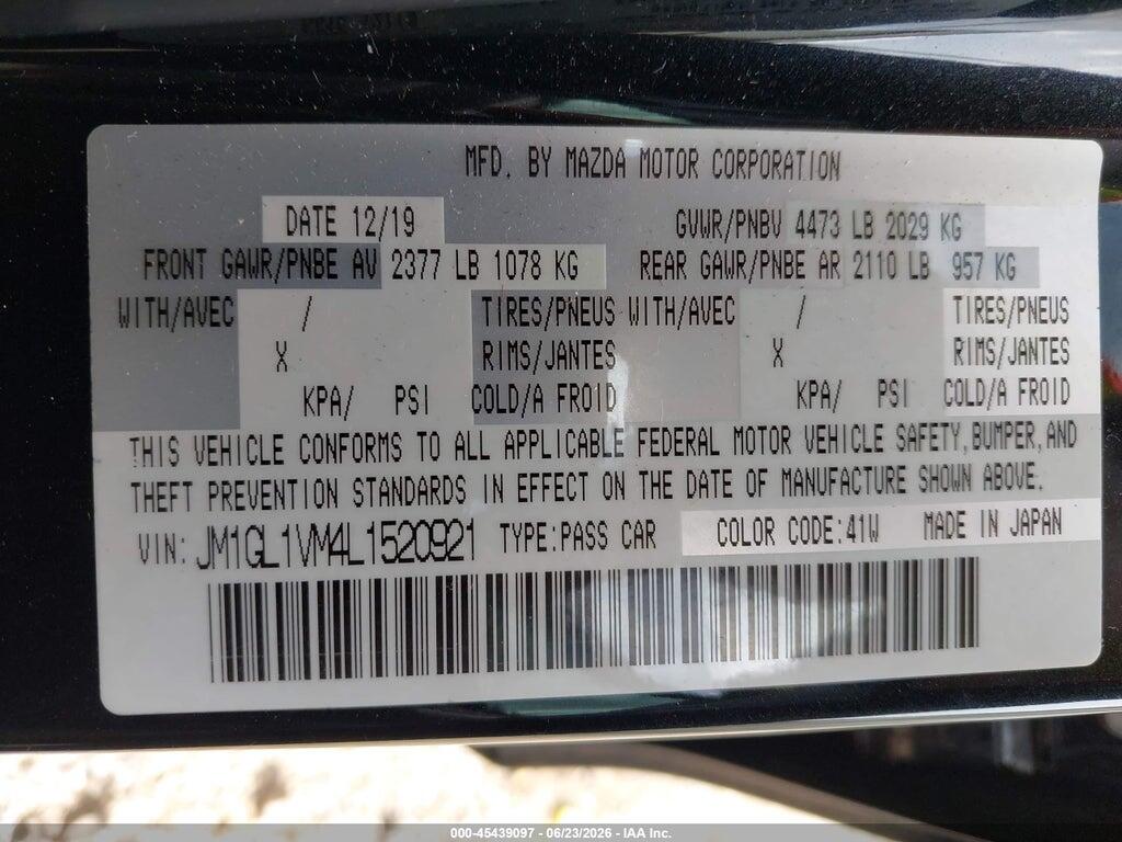 JM1GL1VM4L1520921 2020 MAZDA MAZDA6 photo no. 9