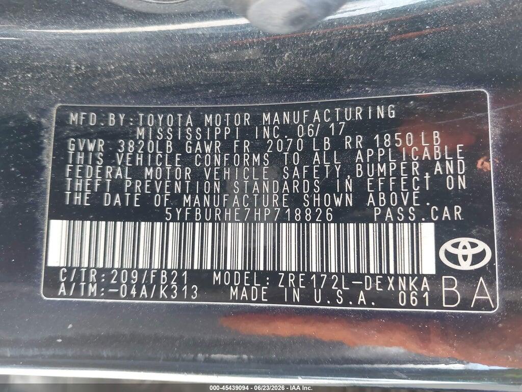 5YFBURHE7HP718826 2017 TOYOTA COROLLA photo no. 9
