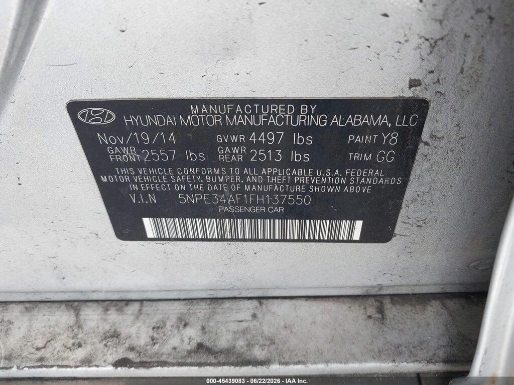 5NPE34AF1FH137550 2015 HYUNDAI SONATA photo no. 9