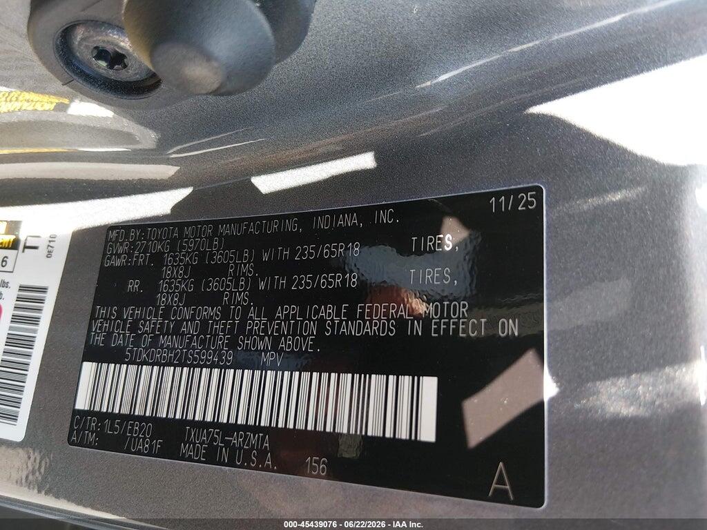 5TDKDRBH2TS599439 2026 TOYOTA HIGHLANDER photo no. 9