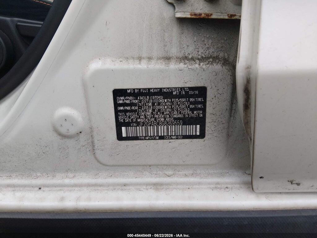 JF2GPABC8G8269559 2016 SUBARU CROSSTREK photo no. 9