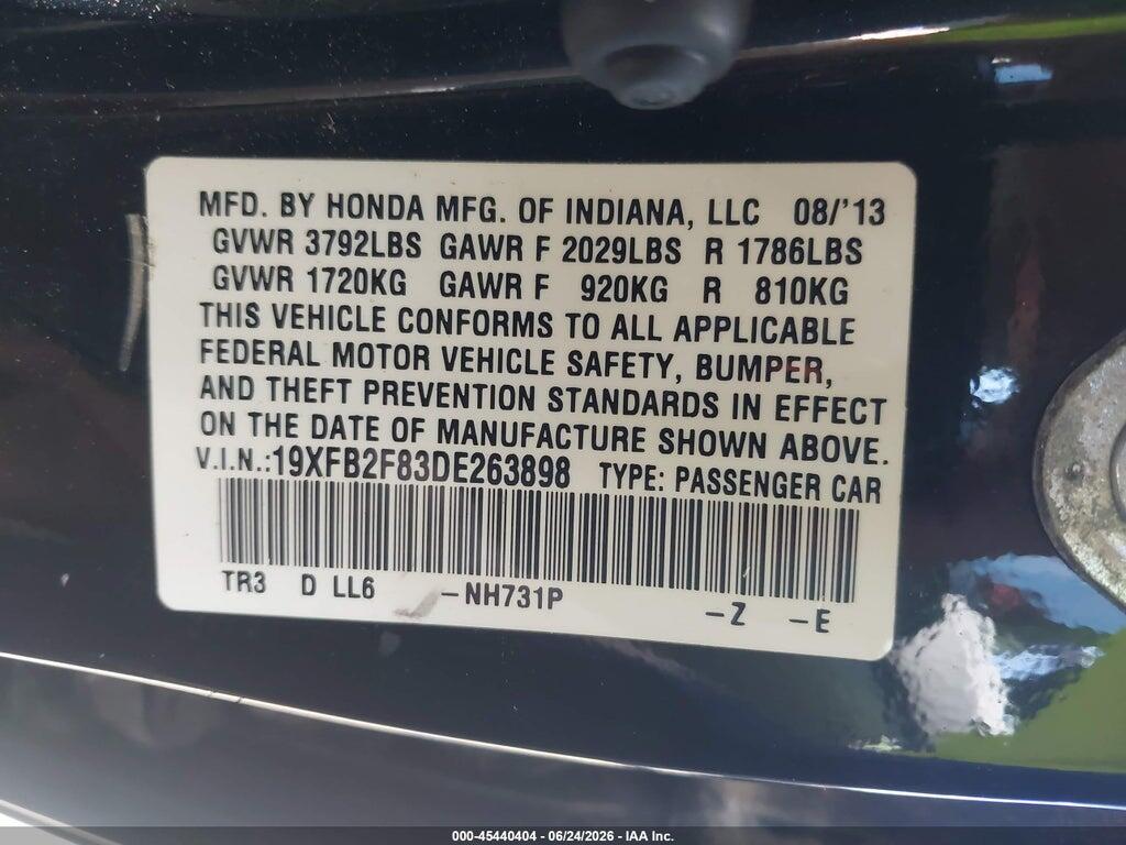 19XFB2F83DE263898 2013 HONDA CIVIC photo no. 9