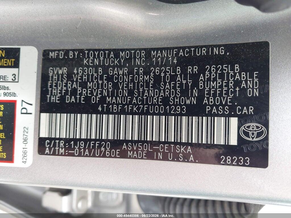 4T1BF1FK7FU001293 2015 TOYOTA CAMRY photo no. 9