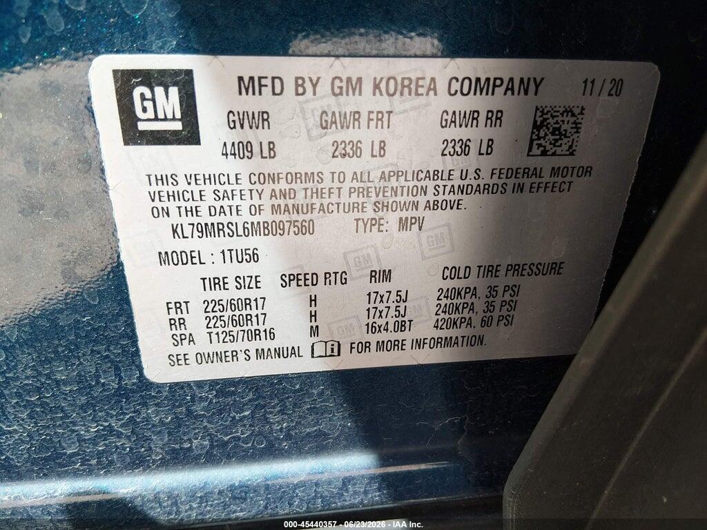 KL79MRSL6MB097560 2021 CHEVROLET TRAILBLAZER photo no. 9