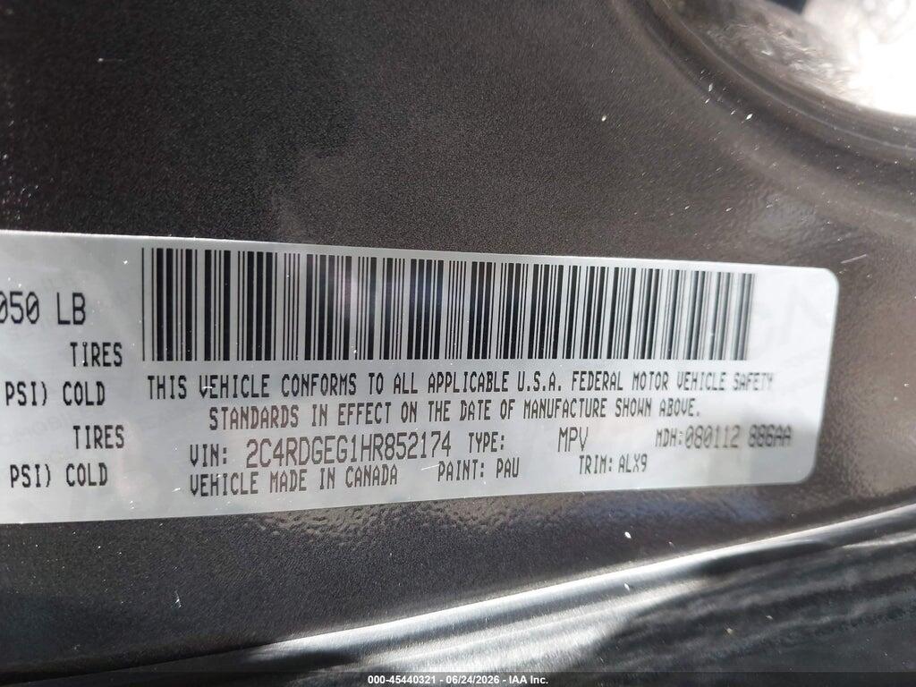 2C4RDGEG1HR852174 2017 DODGE GRAND CARAVAN photo no. 9