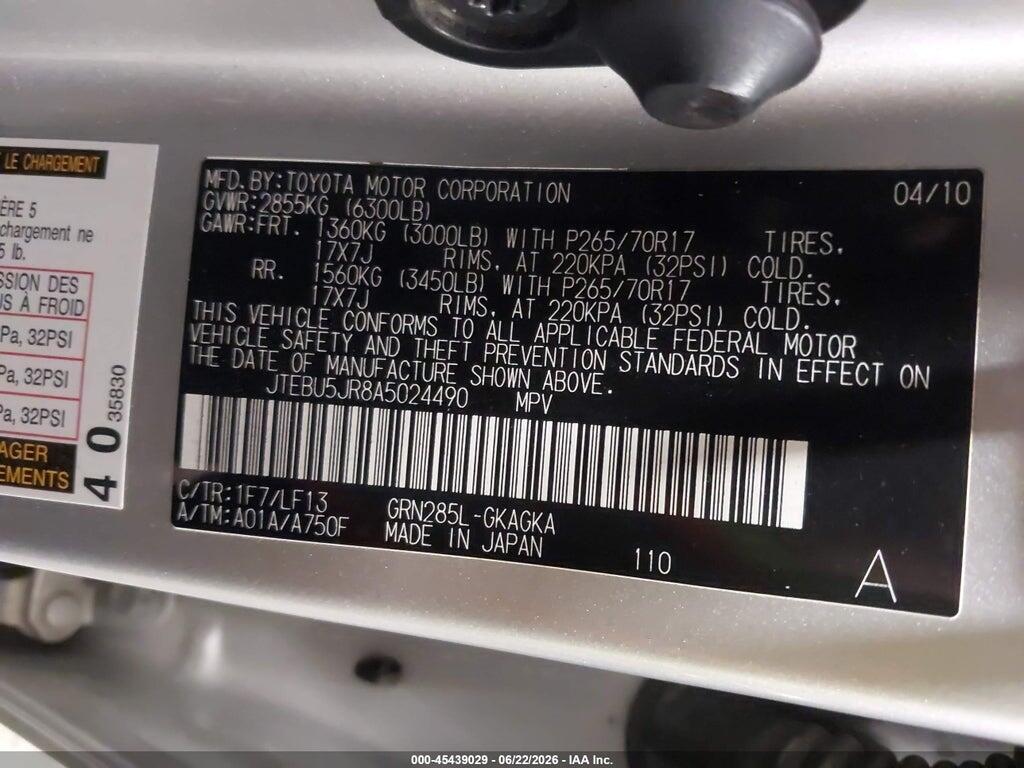 JTEBU5JR8A5024490 2010 TOYOTA 4RUNNER photo no. 9