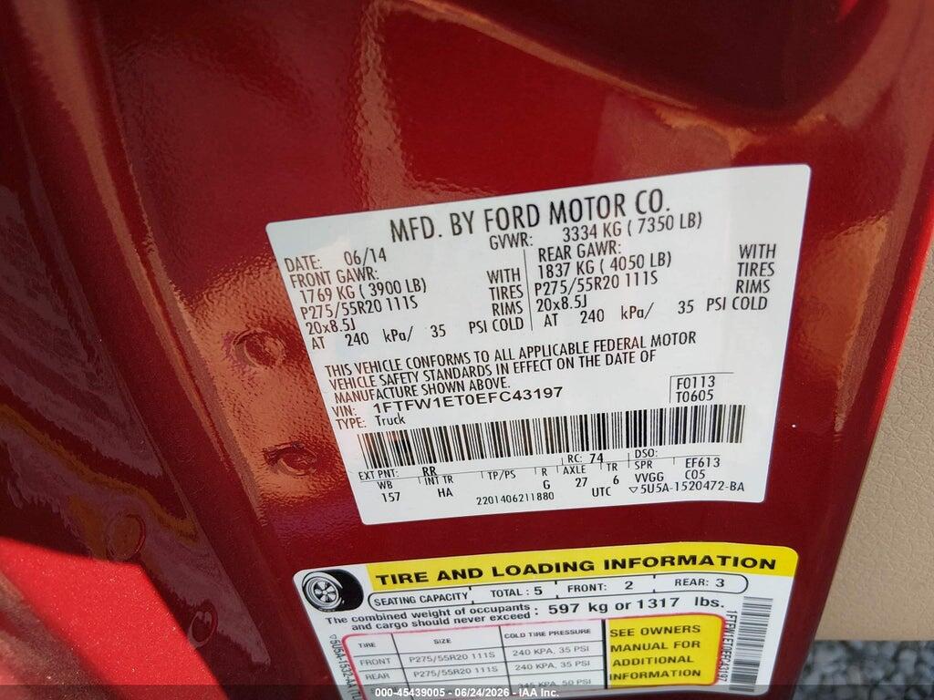 1FTFW1ET0EFC43197 2014 FORD F-150 photo no. 9