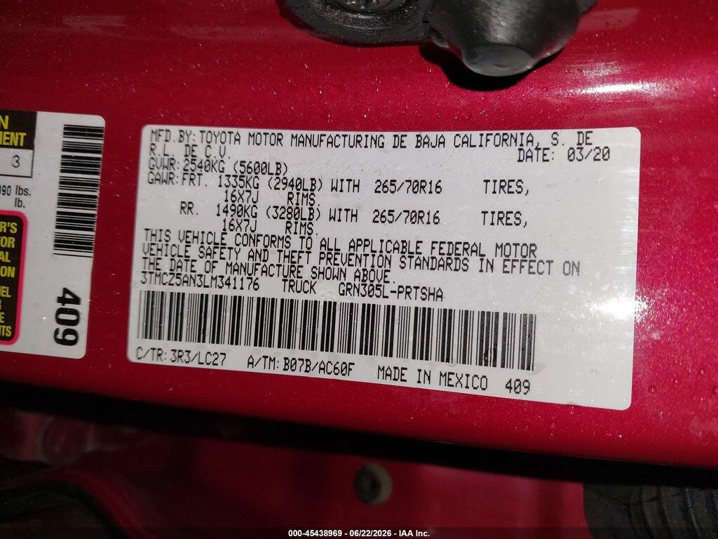 3TMCZ5AN3LM341176 2020 TOYOTA TACOMA photo no. 9