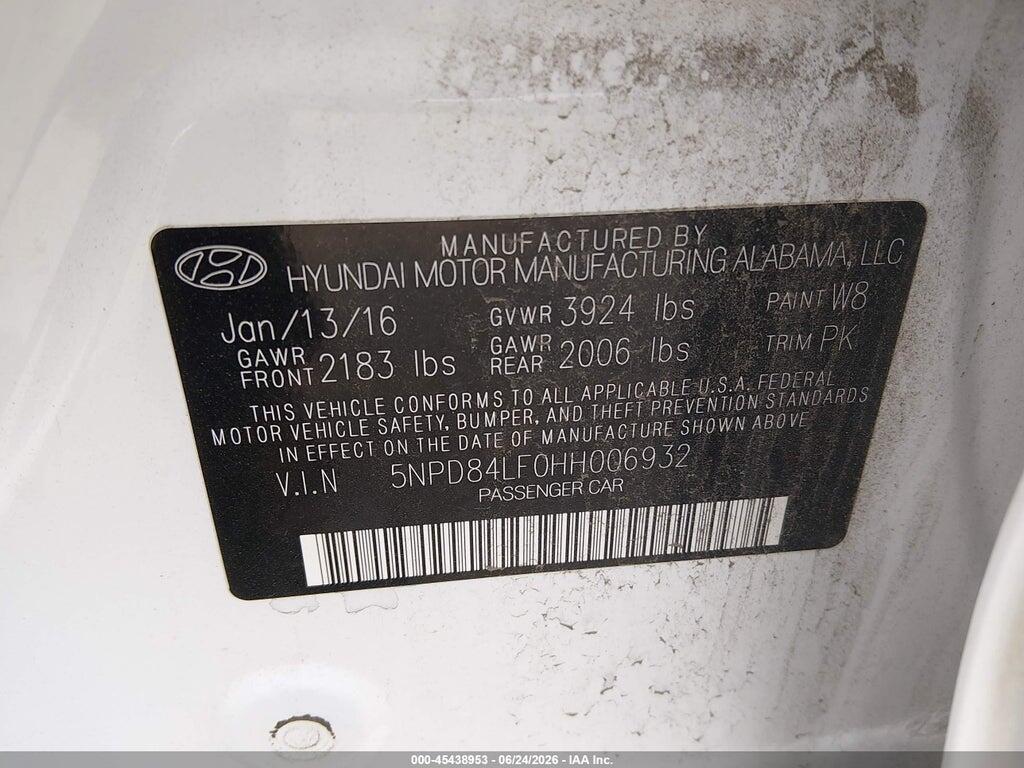 5NPD84LF0HH006932 2017 HYUNDAI ELANTRA photo no. 9