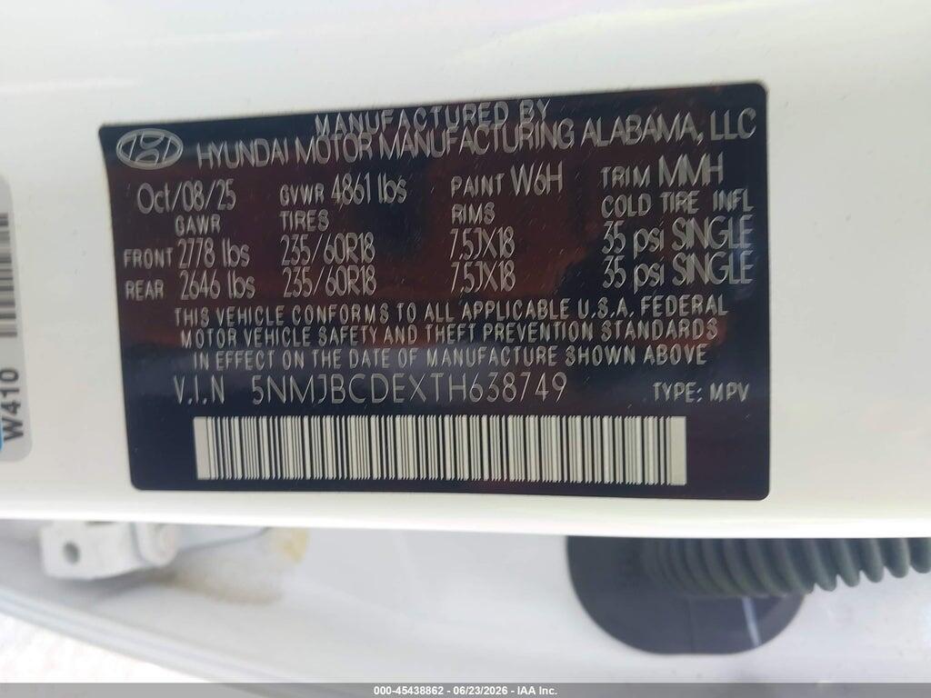 5NMJBCDEXTH638749 2026 HYUNDAI TUCSON photo no. 9