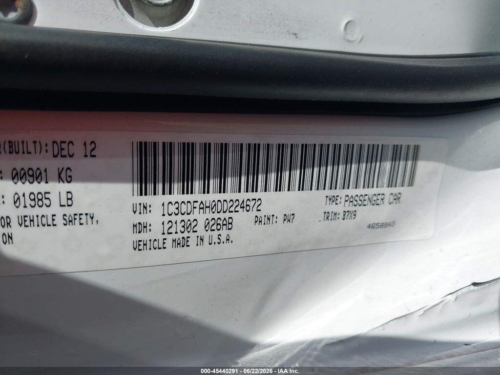 1C3CDFAH0DD224672 2013 DODGE DART photo no. 9