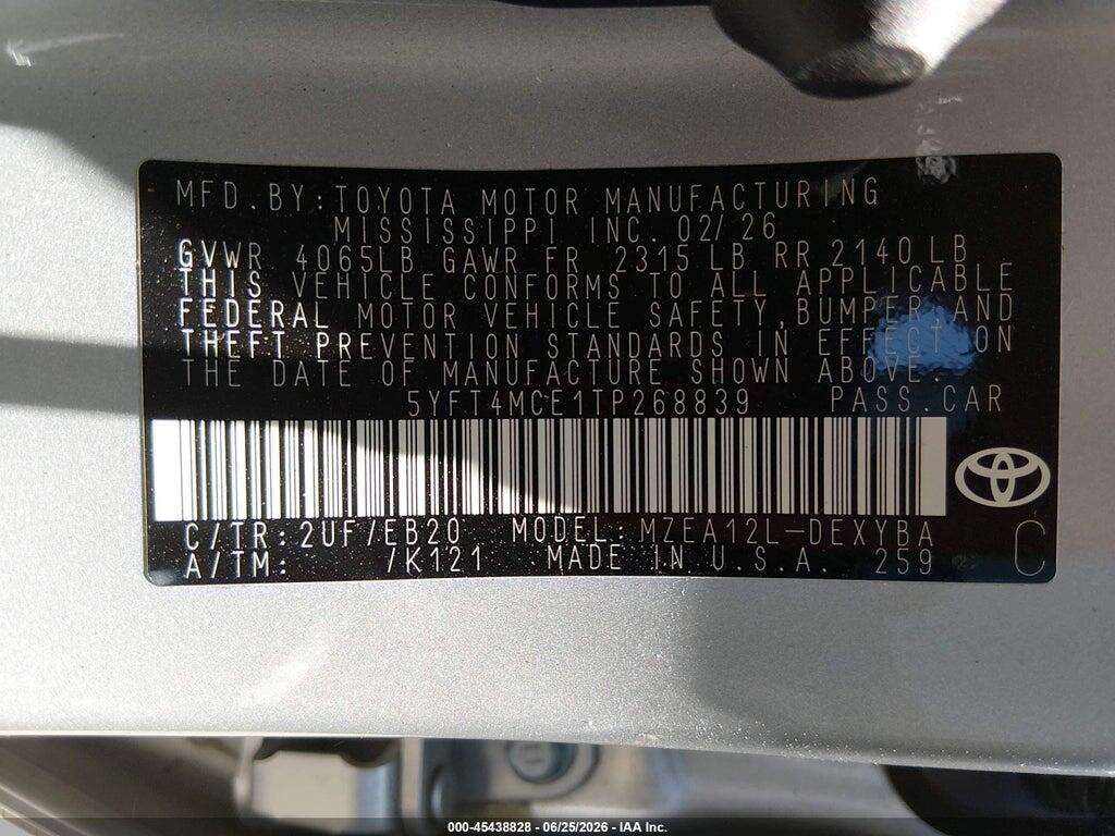5YFT4MCE1TP268839 2026 TOYOTA COROLLA photo no. 9