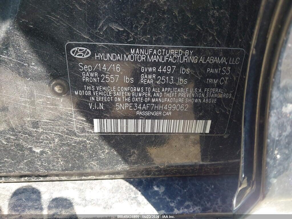 5NPE34AF7HH499062 2017 HYUNDAI SONATA photo no. 9