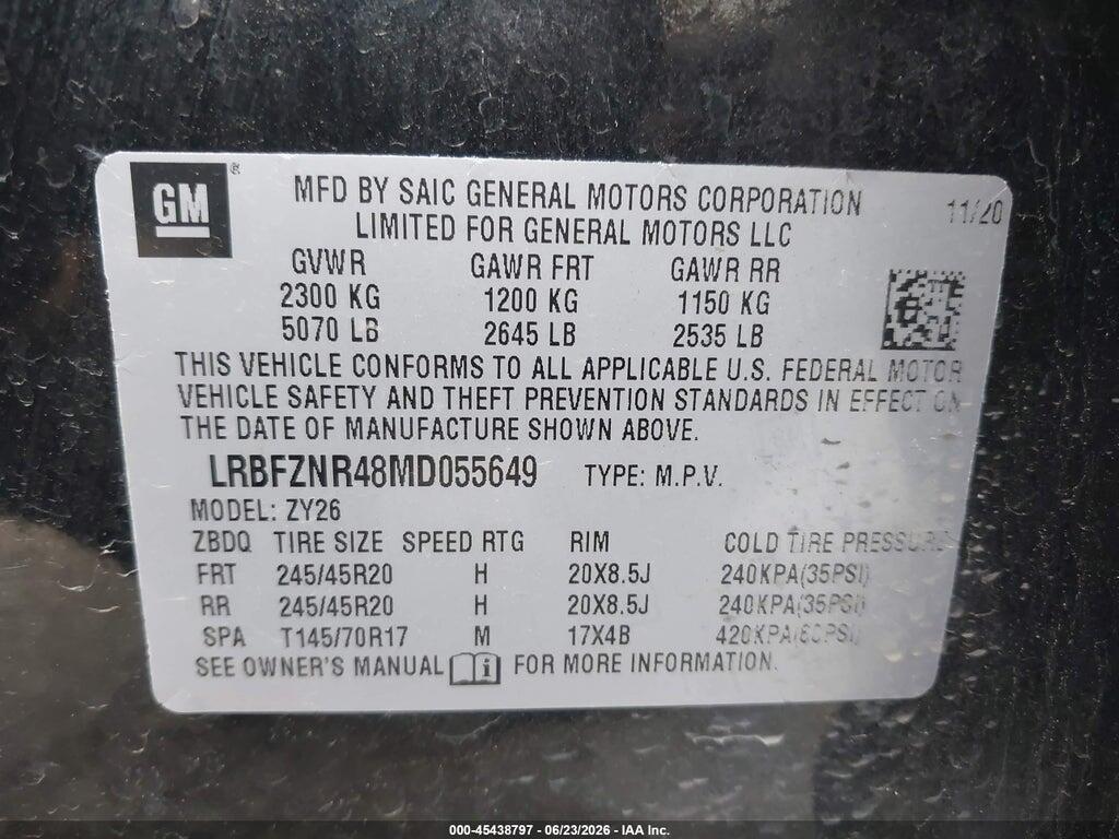 LRBFZNR48MD055649 2021 BUICK ENVISION photo no. 9