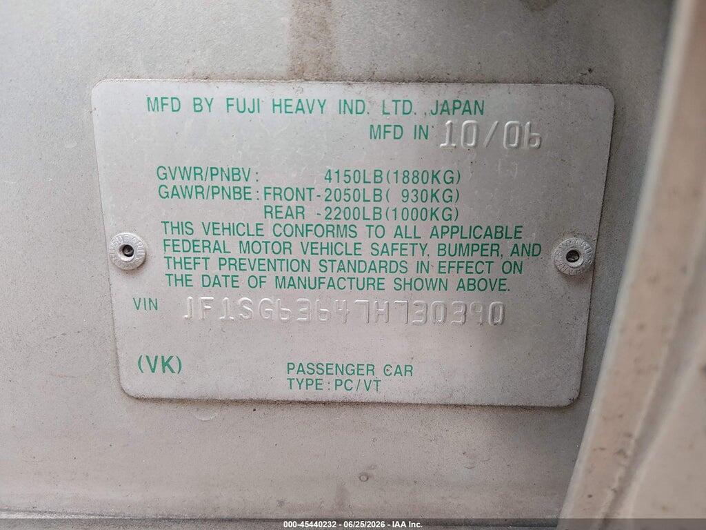 JF1SG63647H730390 2007 SUBARU FORESTER photo no. 9