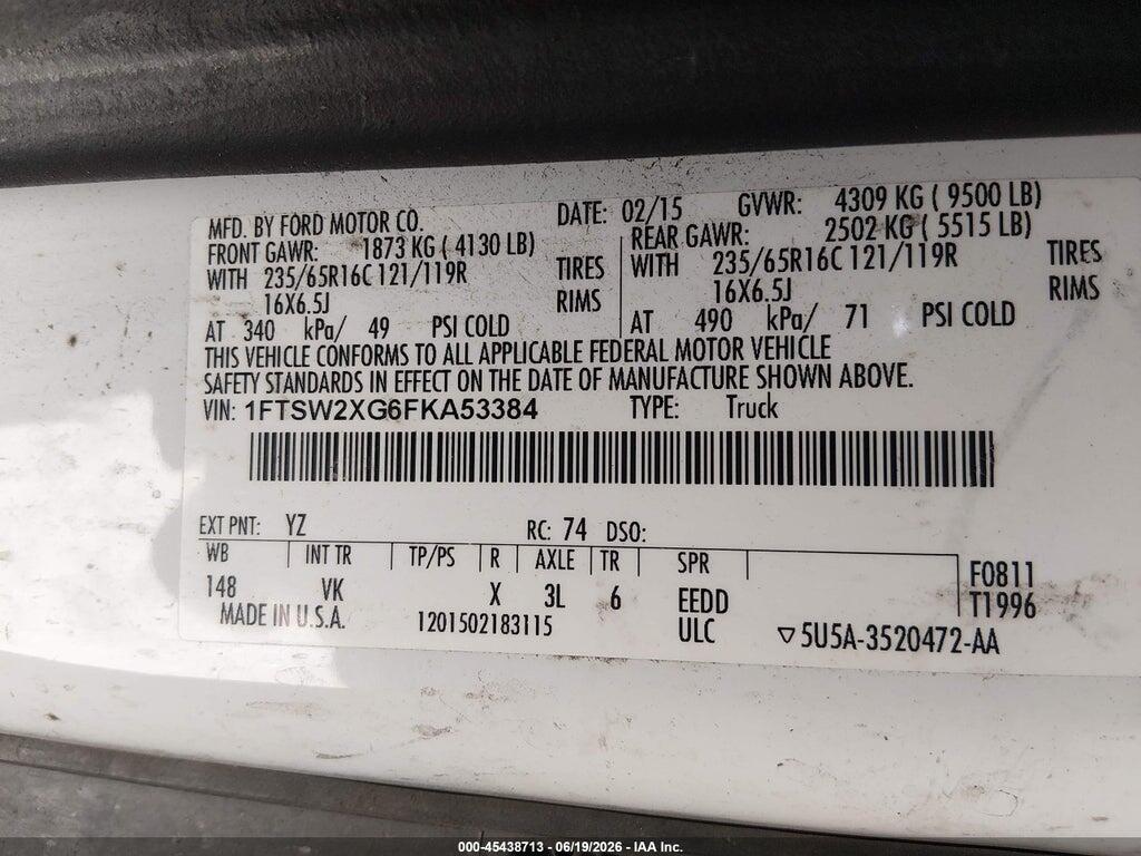 1FTSW2XG6FKA53384 2015 FORD TRANSIT-350 photo no. 9