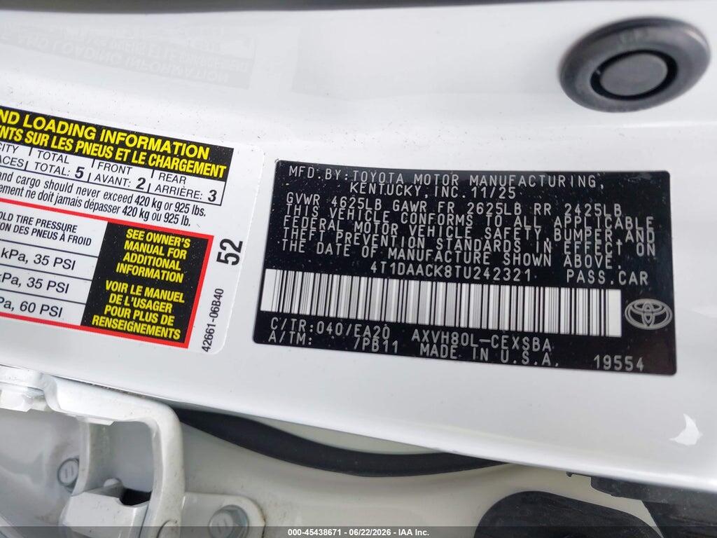 4T1DAACK8TU242321 2026 TOYOTA CAMRY photo no. 9