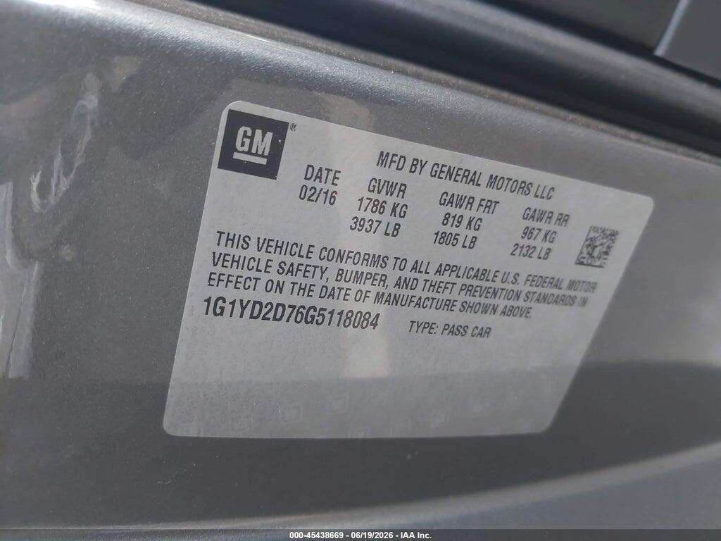 1G1YD2D76G5118084 2016 CHEVROLET CORVETTE photo no. 9
