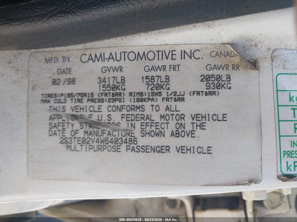 2S3TE02V4W6403486 1998 SUZUKI SIDEKICK photo no. 9