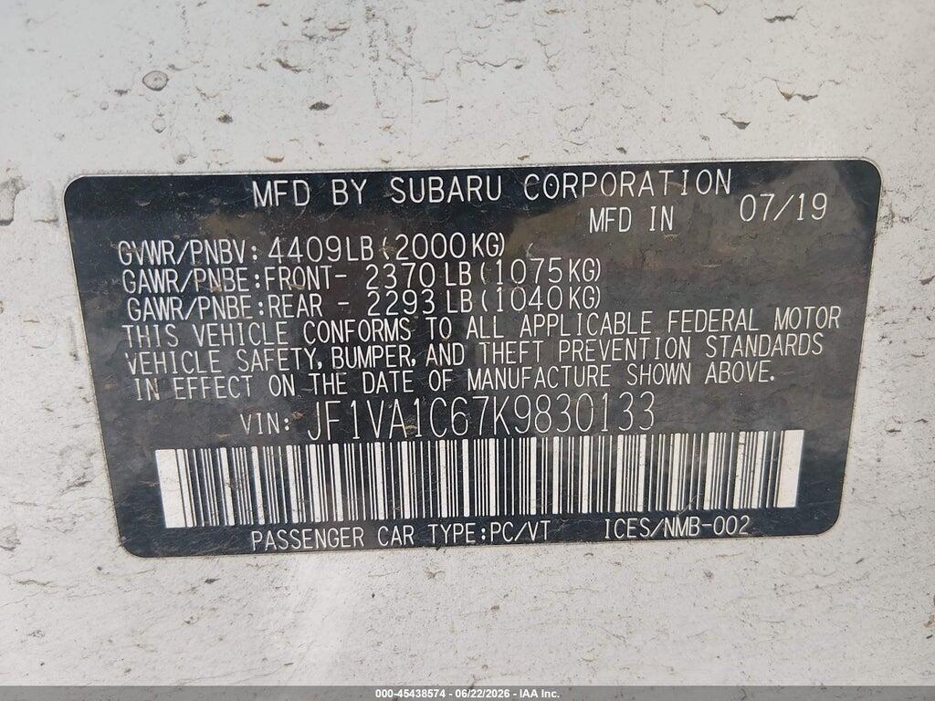 JF1VA1C67K9830133 2019 SUBARU WRX photo no. 9