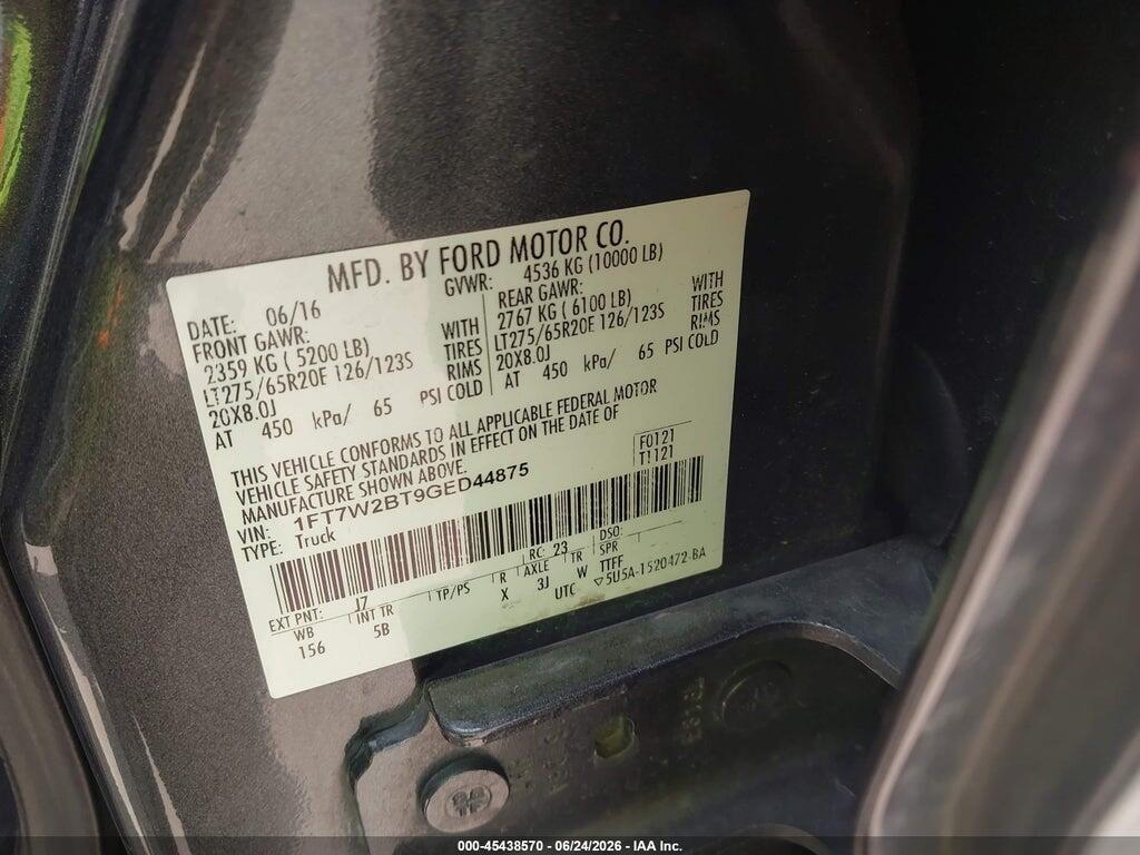 1FT7W2BT9GED44875 2016 FORD F-250 photo no. 9