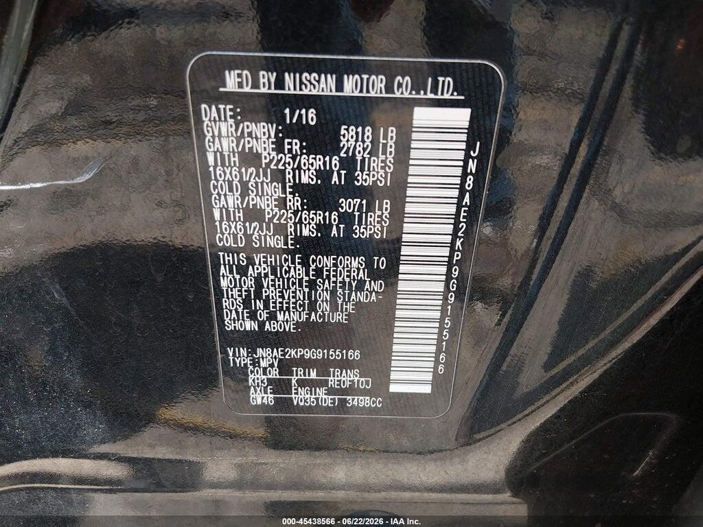 JN8AE2KP9G9155166 2016 NISSAN QUEST photo no. 9