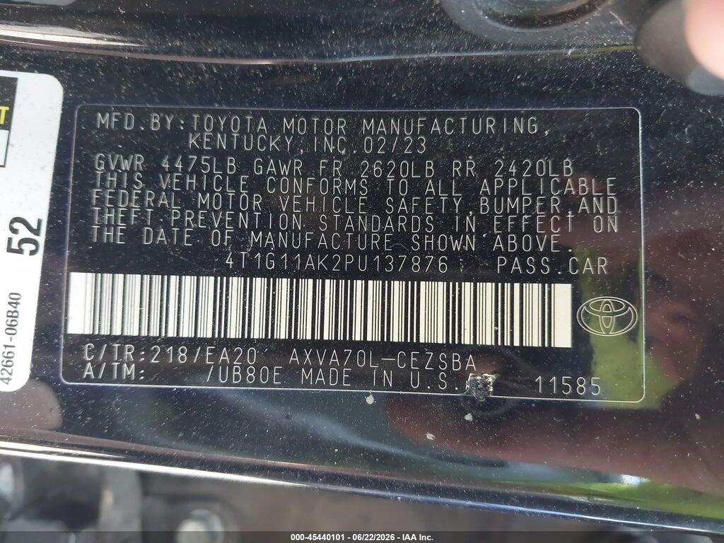 4T1G11AK2PU137876 2023 TOYOTA CAMRY photo no. 9