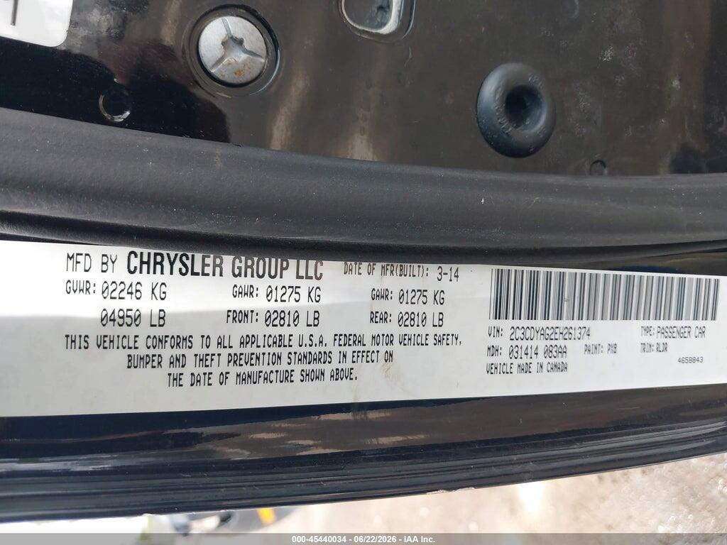 2C3CDYAG2EH261374 2014 DODGE CHALLENGER photo no. 9