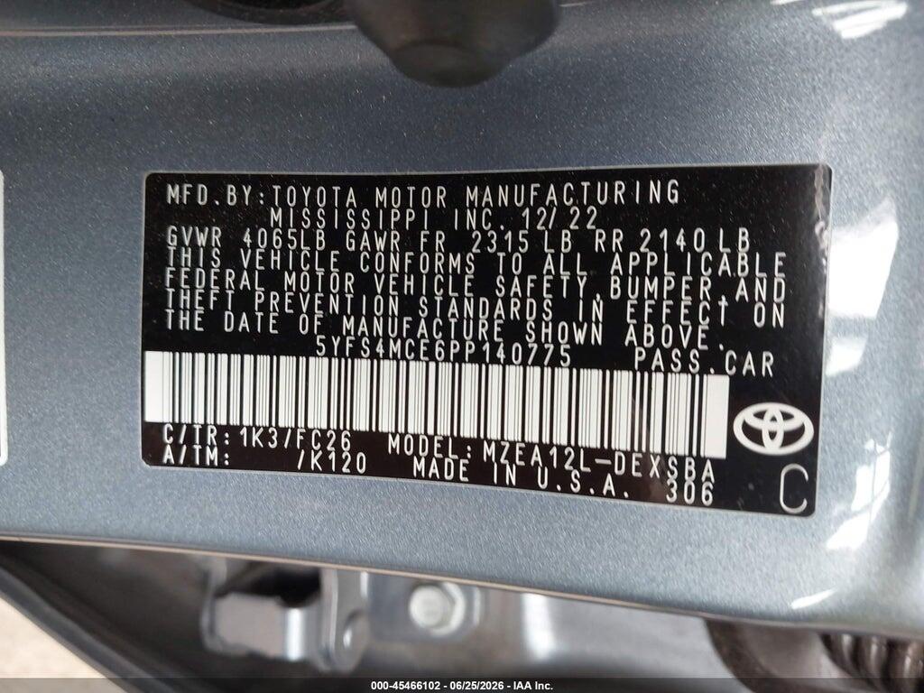 5YFS4MCE6PP140775 2023 TOYOTA COROLLA photo no. 9