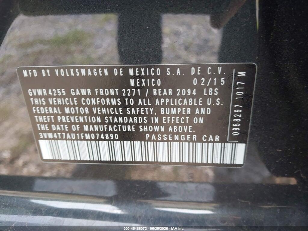 3VW4T7AU1FM074890 2015 VOLKSWAGEN GOLF GTI photo no. 9