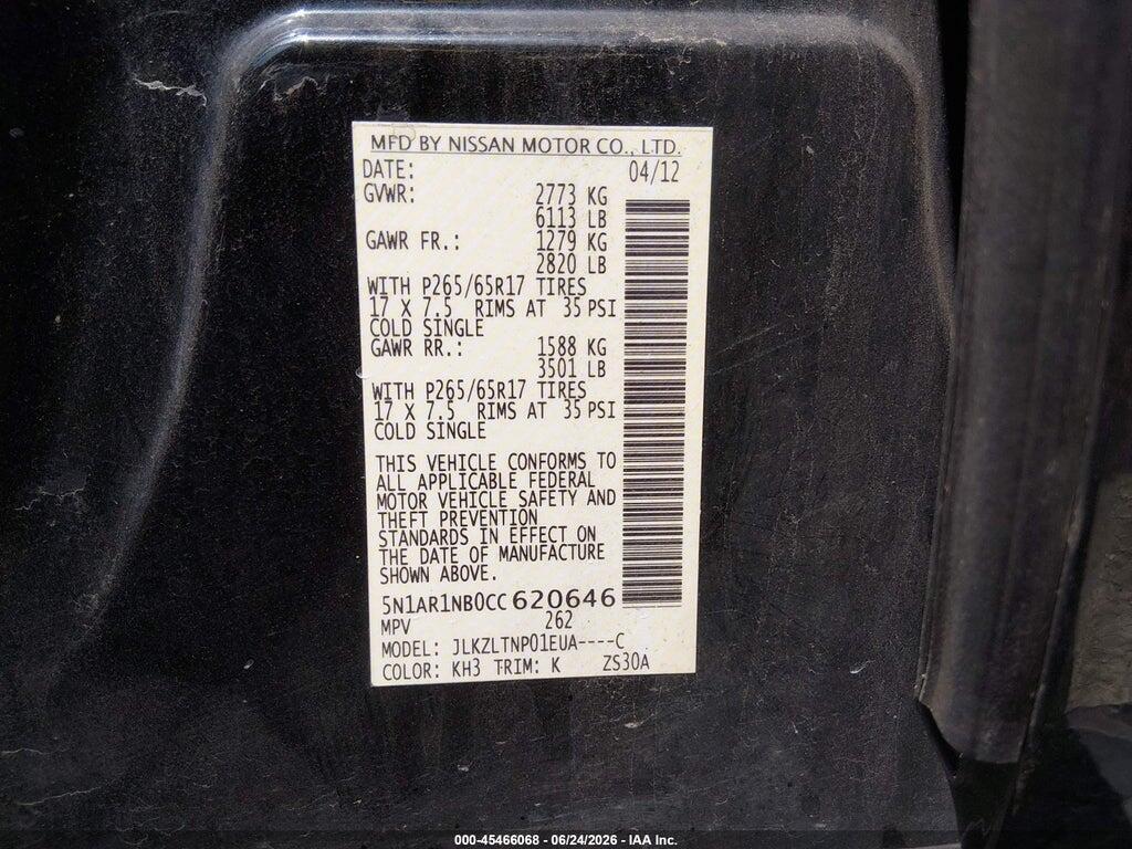 5N1AR1NB0CC620646 2012 NISSAN PATHFINDER photo no. 9