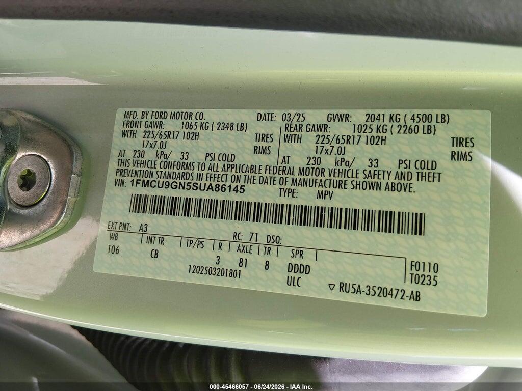 1FMCU9GN5SUA86145 2025 FORD ESCAPE photo no. 9