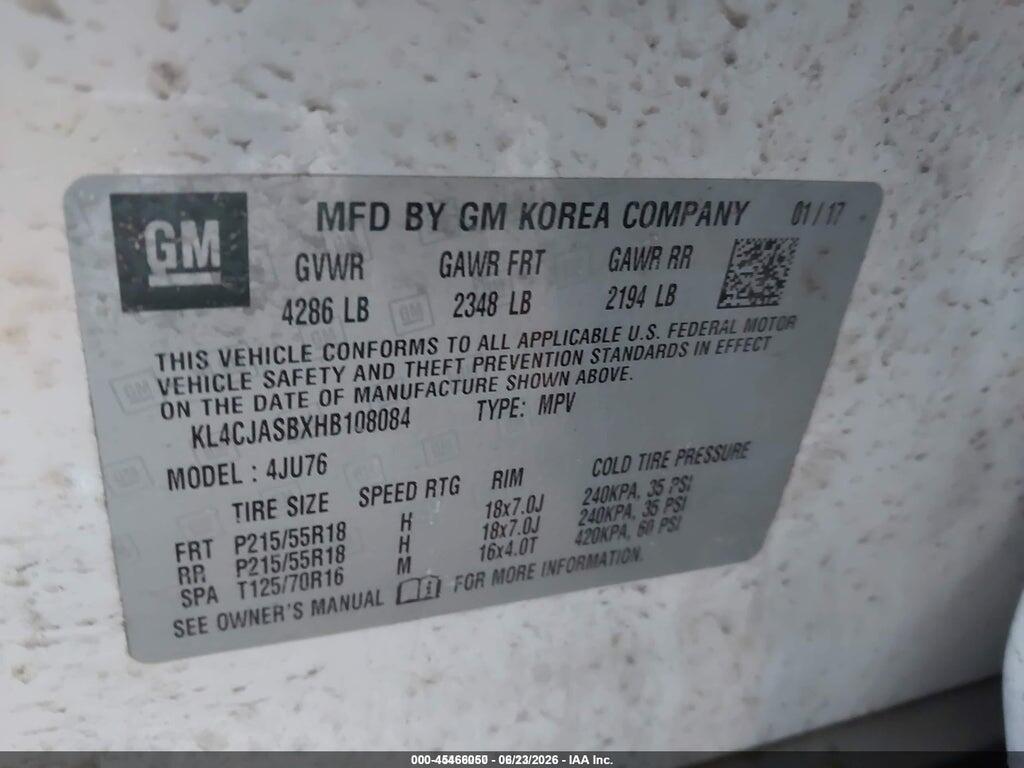KL4CJASBXHB108084 2017 BUICK ENCORE photo no. 9