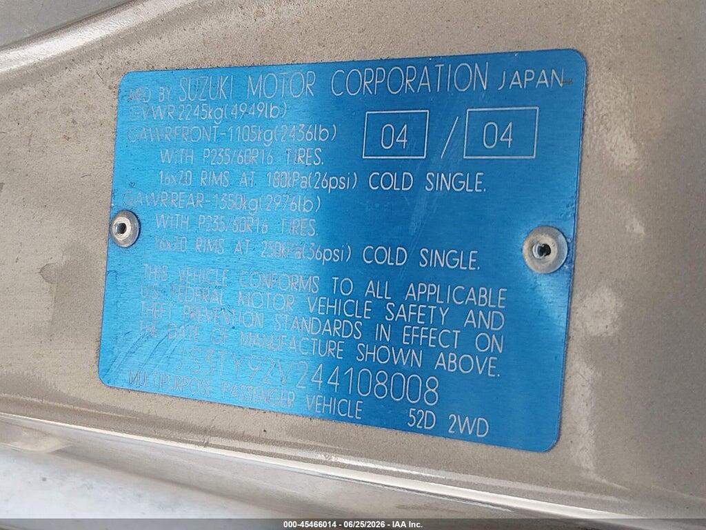 JS3TY92V244108008 2004 SUZUKI XL-7 photo no. 9