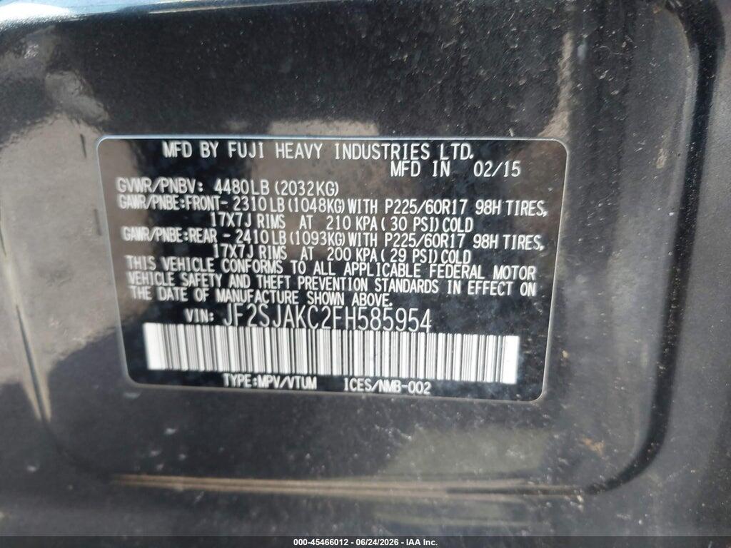 JF2SJAKC2FH585954 2015 SUBARU FORESTER photo no. 9