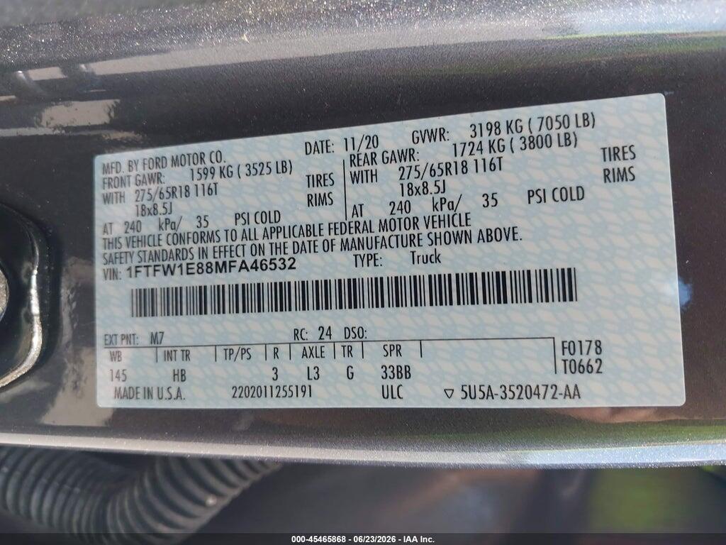 1FTFW1E88MFA46532 2021 FORD F-150 photo no. 9