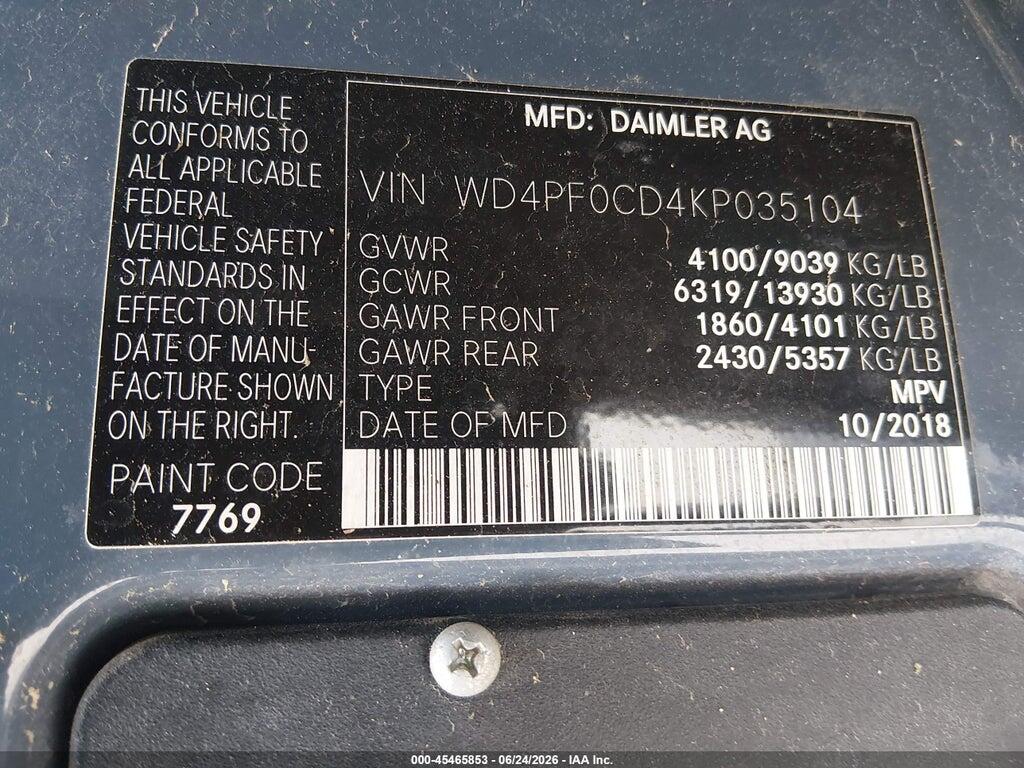 WD4PF0CD4KP035104 2019 MERCEDES-BENZ SPRINTER 2500 photo no. 9