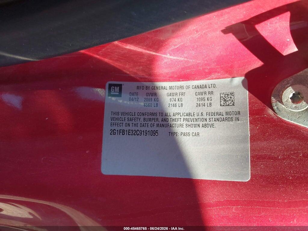 2G1FB1E32C9191095 2012 CHEVROLET CAMARO photo no. 9