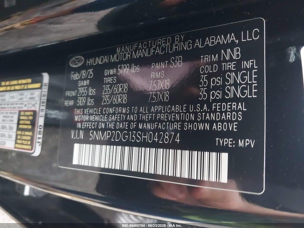 5NMP2DG13SH042874 2025 HYUNDAI SANTA FE HYBRID photo no. 9