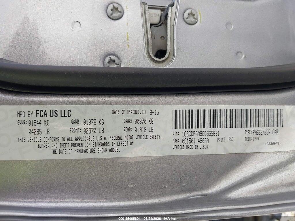 1C3CDFAA9GD555631 2016 DODGE DART photo no. 9