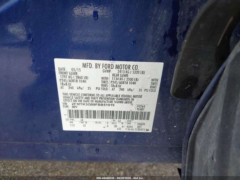 2FMTK3G99FBB51919 2015 FORD EDGE photo no. 9