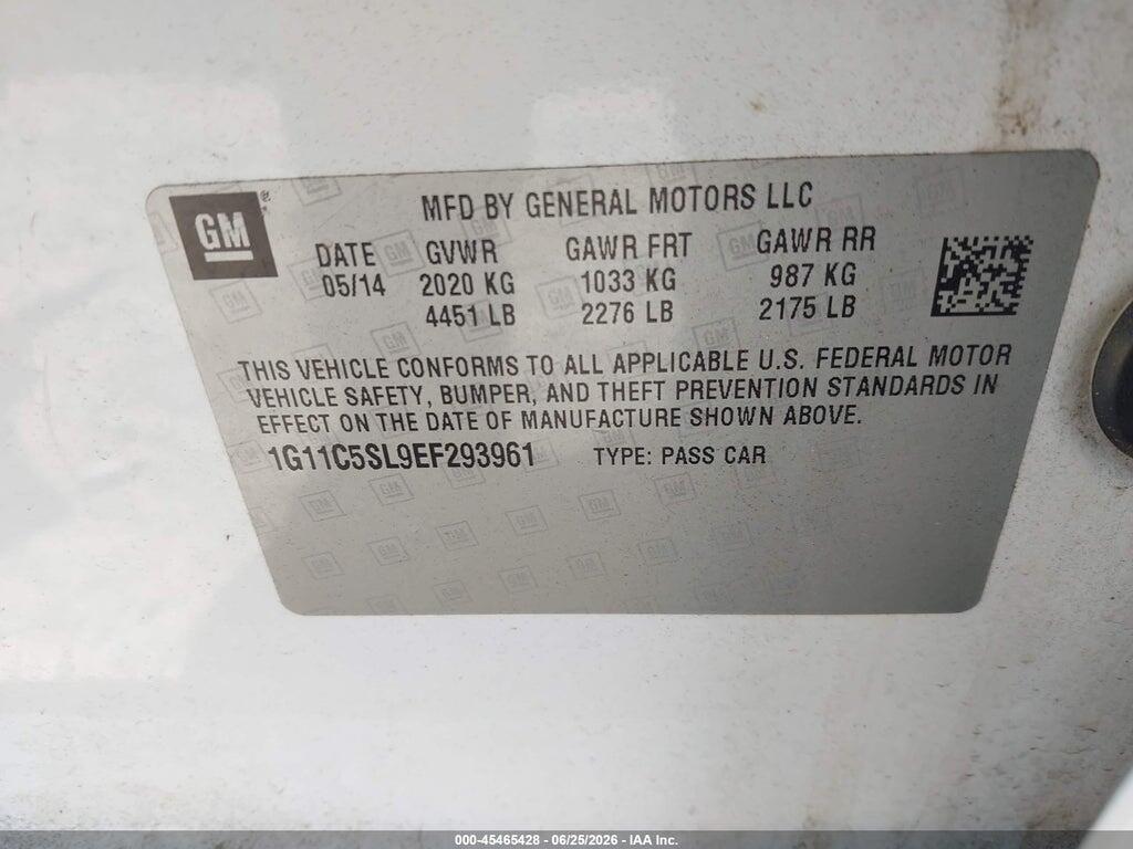 1G11C5SL9EF293961 2014 CHEVROLET MALIBU photo no. 9