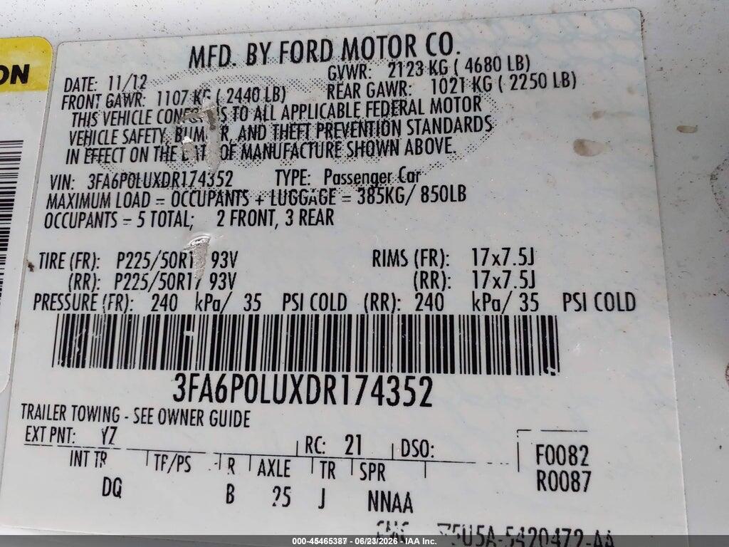 3FA6P0LUXDR174352 2013 FORD FUSION HYBRID photo no. 9