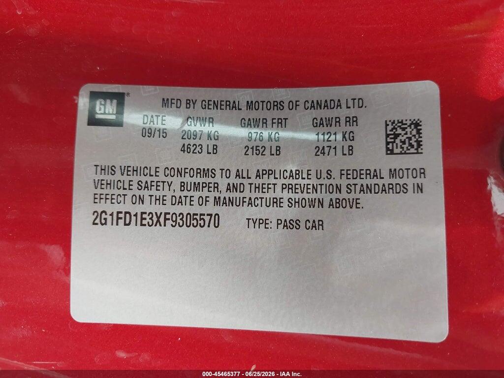 2G1FD1E3XF9305570 2015 CHEVROLET CAMARO photo no. 9