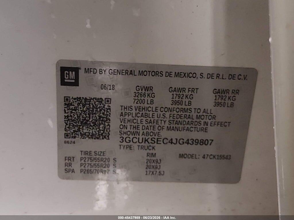 3GCUKSEC4JG439807 2018 CHEVROLET SILVERADO 1500 photo no. 9